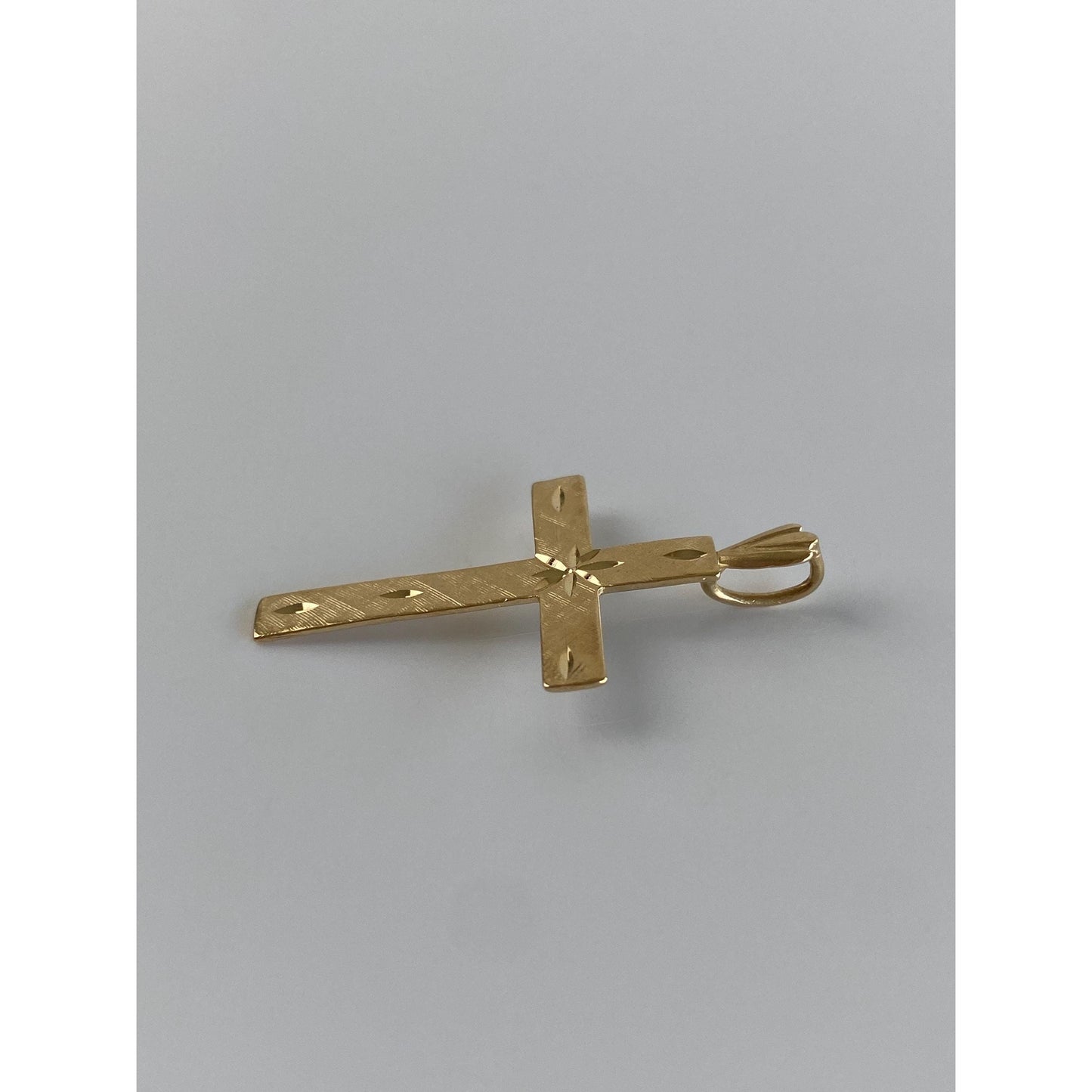 Vintage Solid 14k Yellow Gold Diamond Cut Cross Charm