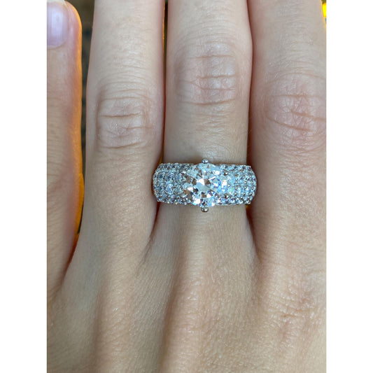 Solid 14k White Gold Cubic Zirconia Ring - Size 6.75