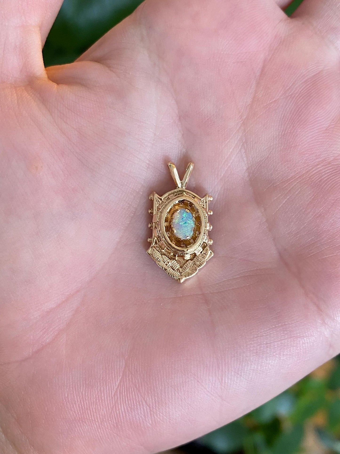Vintage Solid 14k Yellow Gold Opal Charm