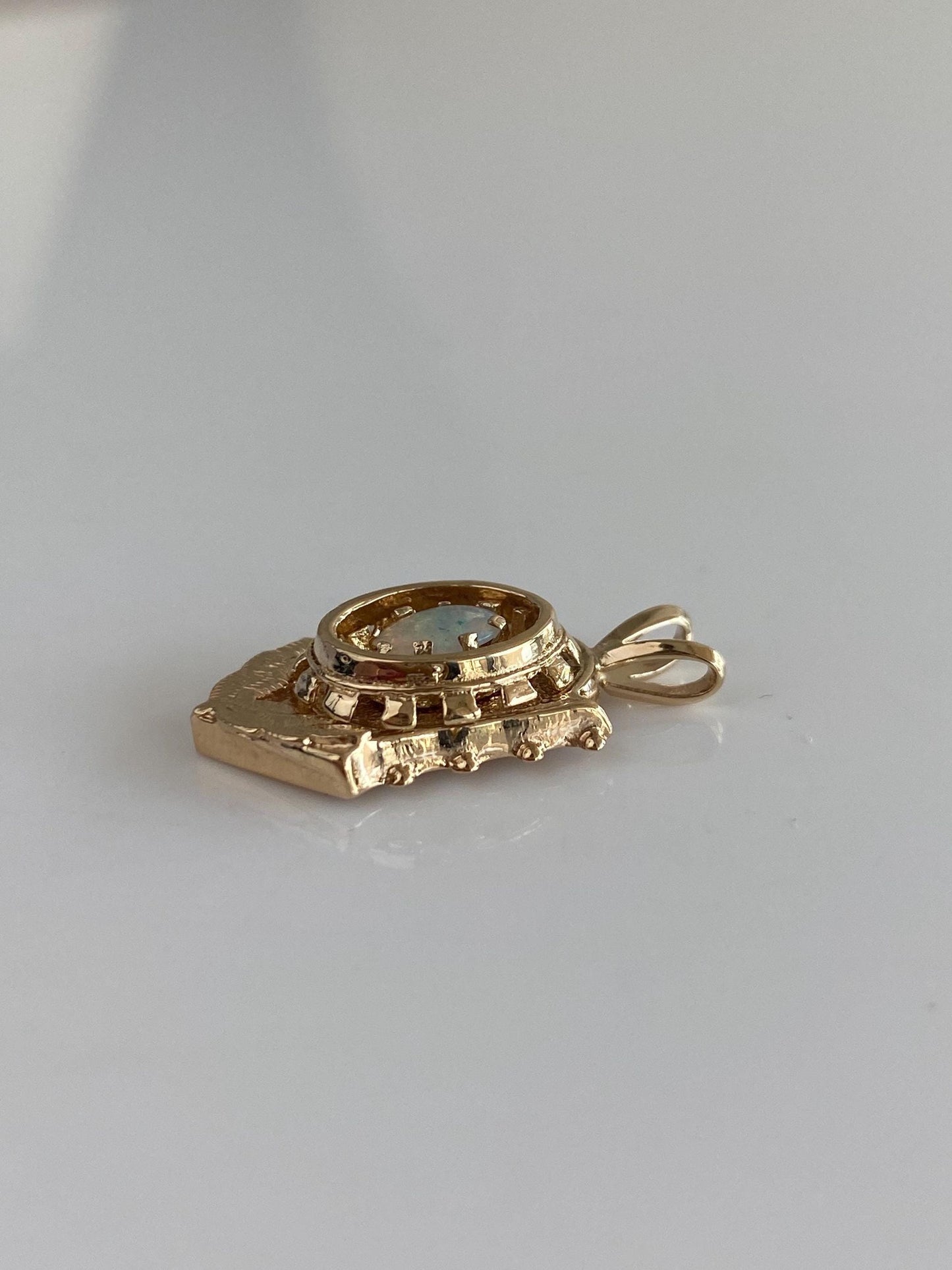 Vintage Solid 14k Yellow Gold Opal Charm