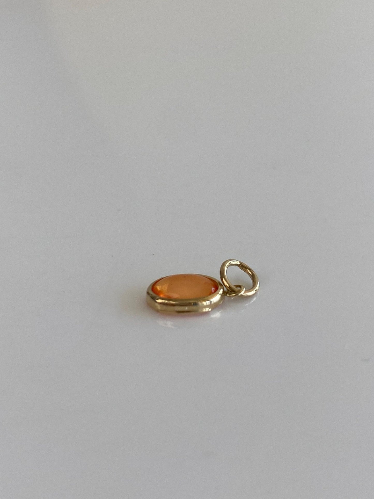 Vintage Solid 14k Yellow Gold Orange Cover Mother Of Pearl Charm