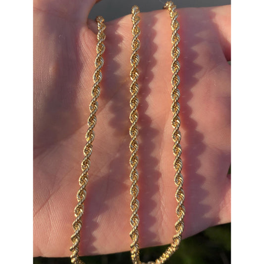 Vintage Solid 14k Yellow Gold Rope Chain Necklace - 20 inches