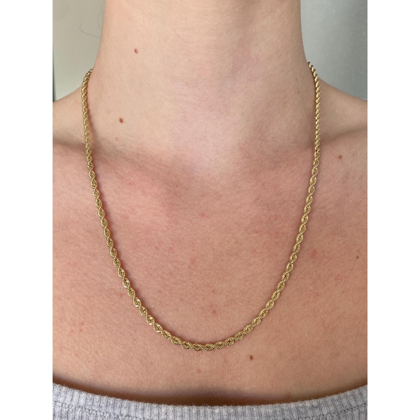 Vintage Solid 14k Yellow Gold Rope Chain Necklace - 20 inches