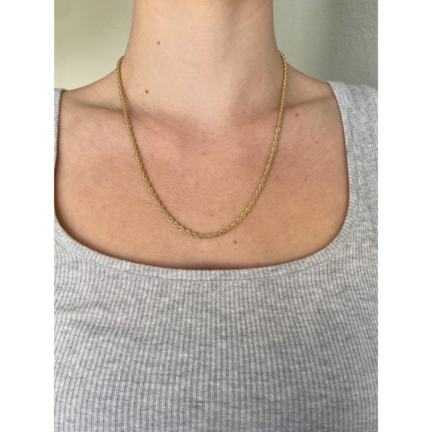Vintage Solid 14k Yellow Gold Rope Chain Necklace - 20 inches