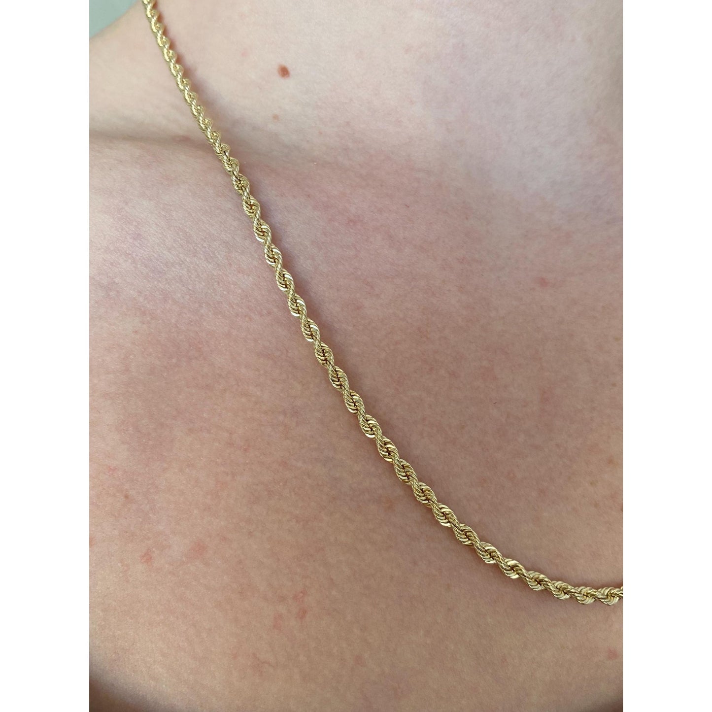 Vintage Solid 14k Yellow Gold Rope Chain Necklace - 20 inches