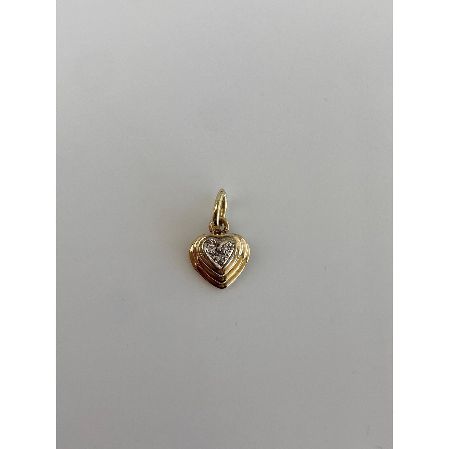 Vintage Solid 14k White & Yellow Gold Diamond Heart Charm