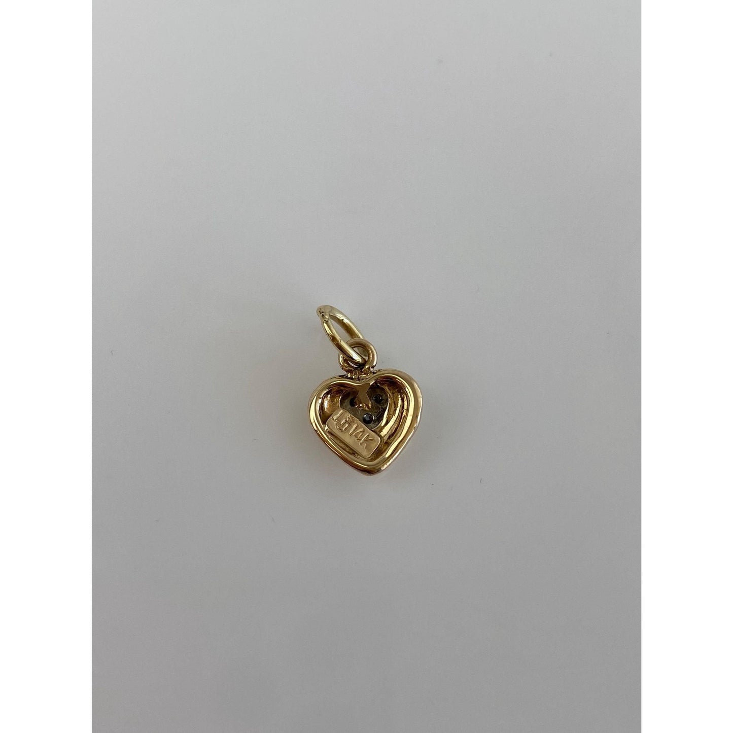 Vintage Solid 14k White & Yellow Gold Diamond Heart Charm