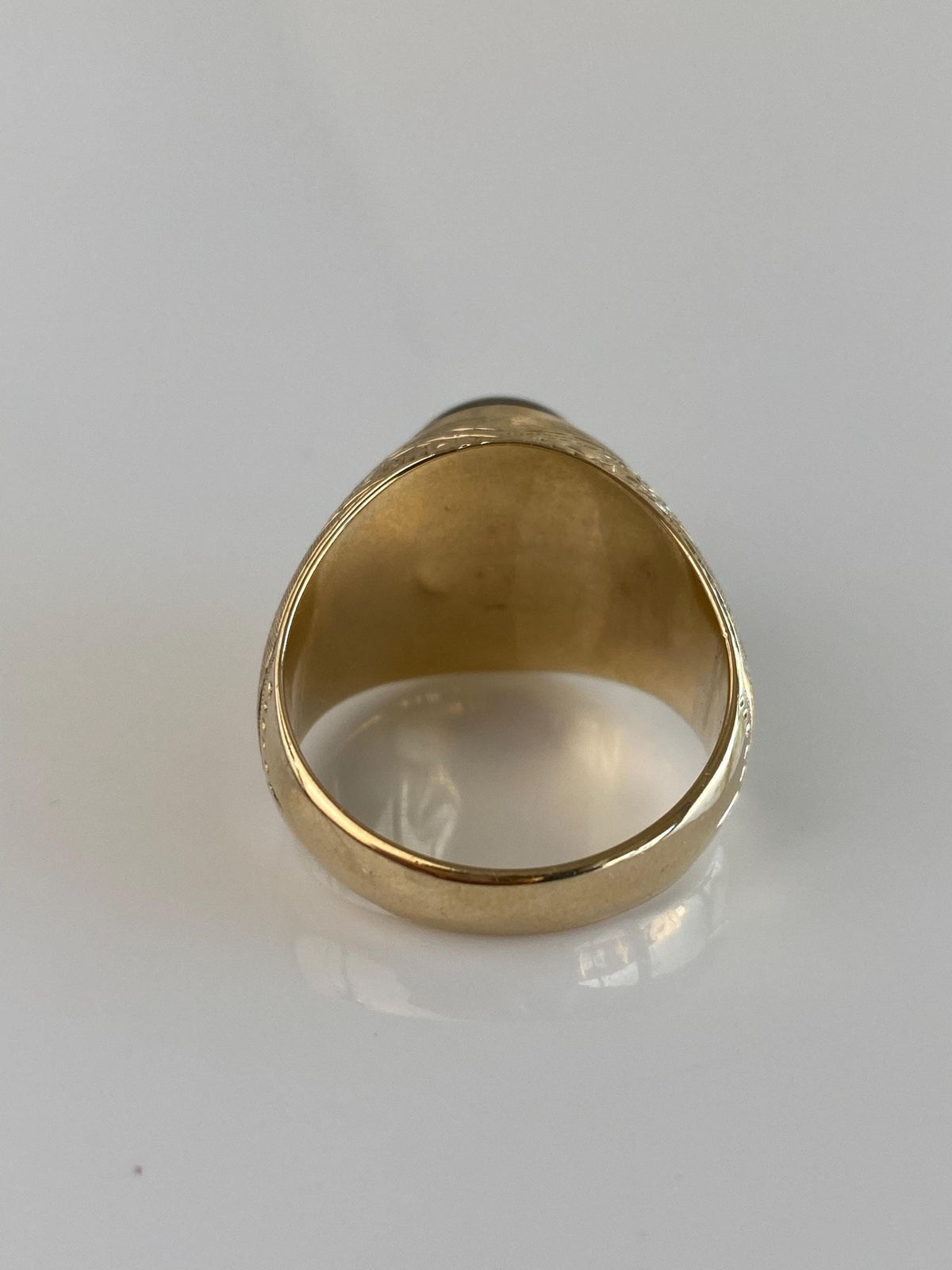 Vintage Solid 10k Yellow Gold Star Sapphire Designed Signet Ring - Size 10
