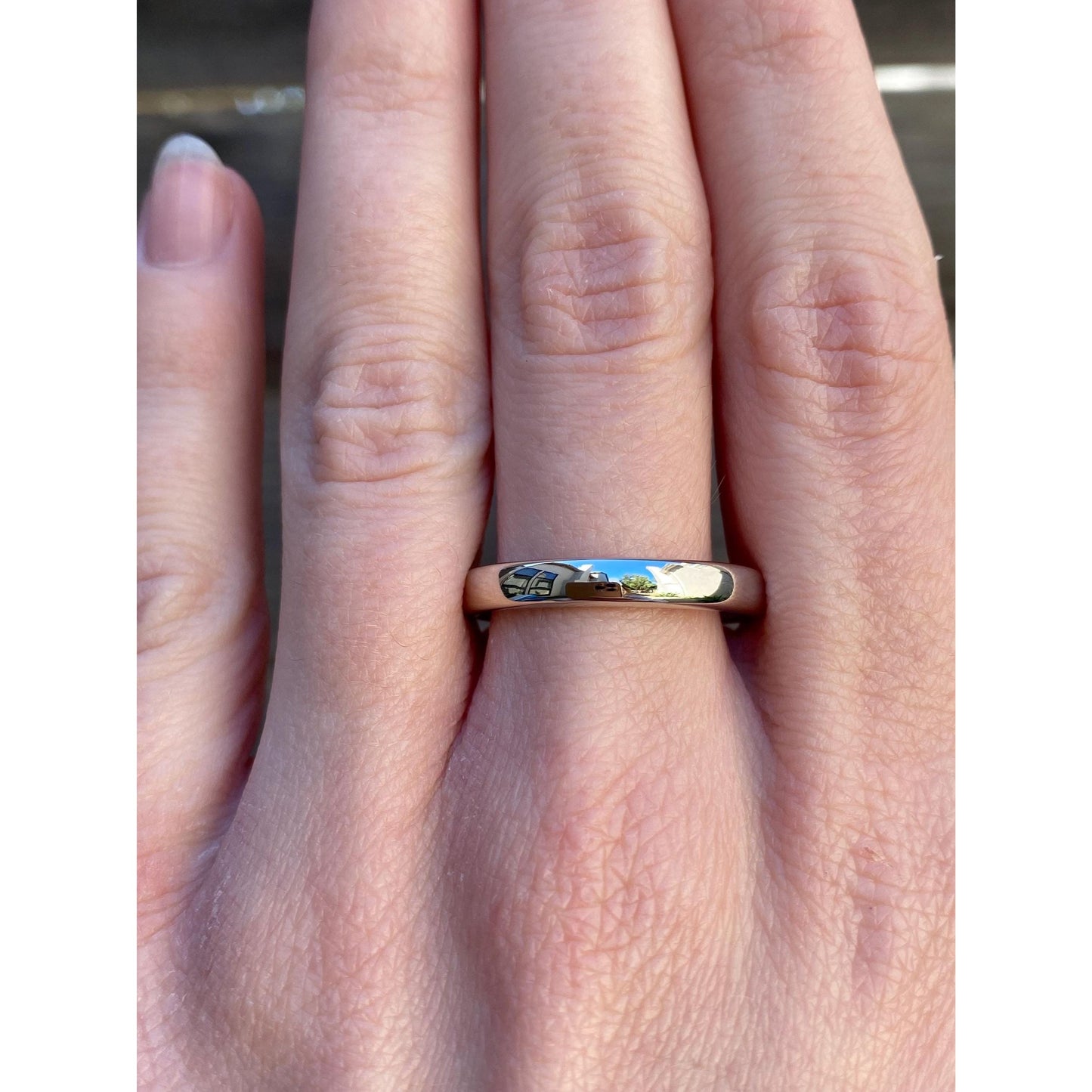 Vintage Solid 14k White Gold Ring Band - Size 8.75