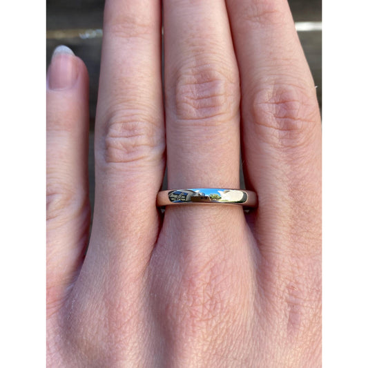 Vintage Solid 14k White Gold Ring Band - Size 8.75