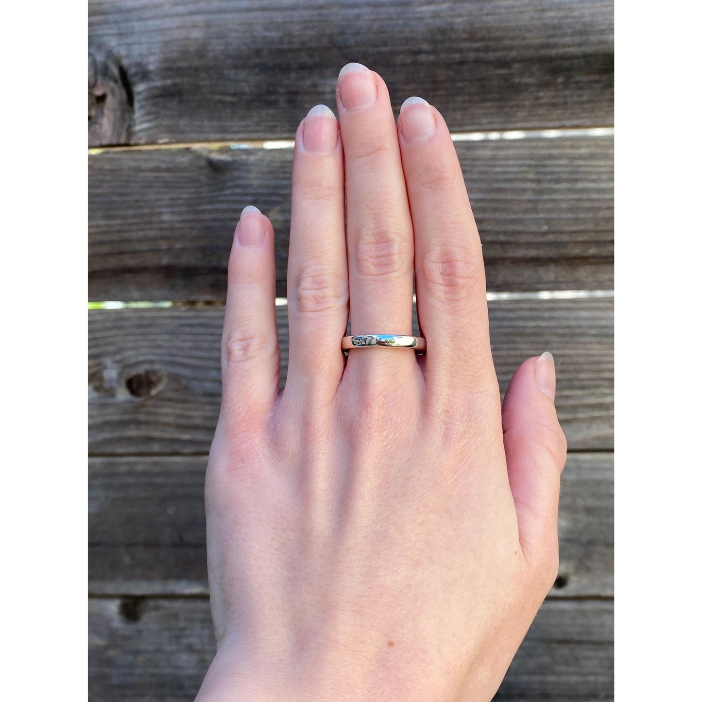 Vintage Solid 14k White Gold Ring Band - Size 8.75