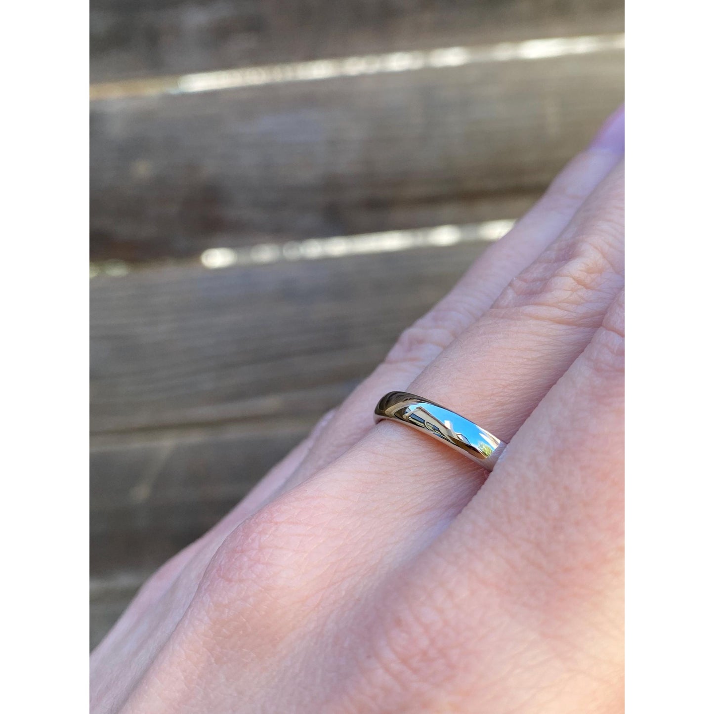 Vintage Solid 14k White Gold Ring Band - Size 8.75