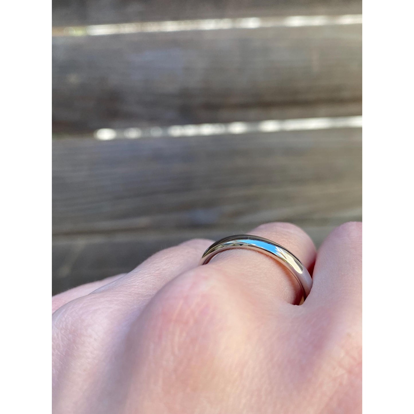 Vintage Solid 14k White Gold Ring Band - Size 8.75