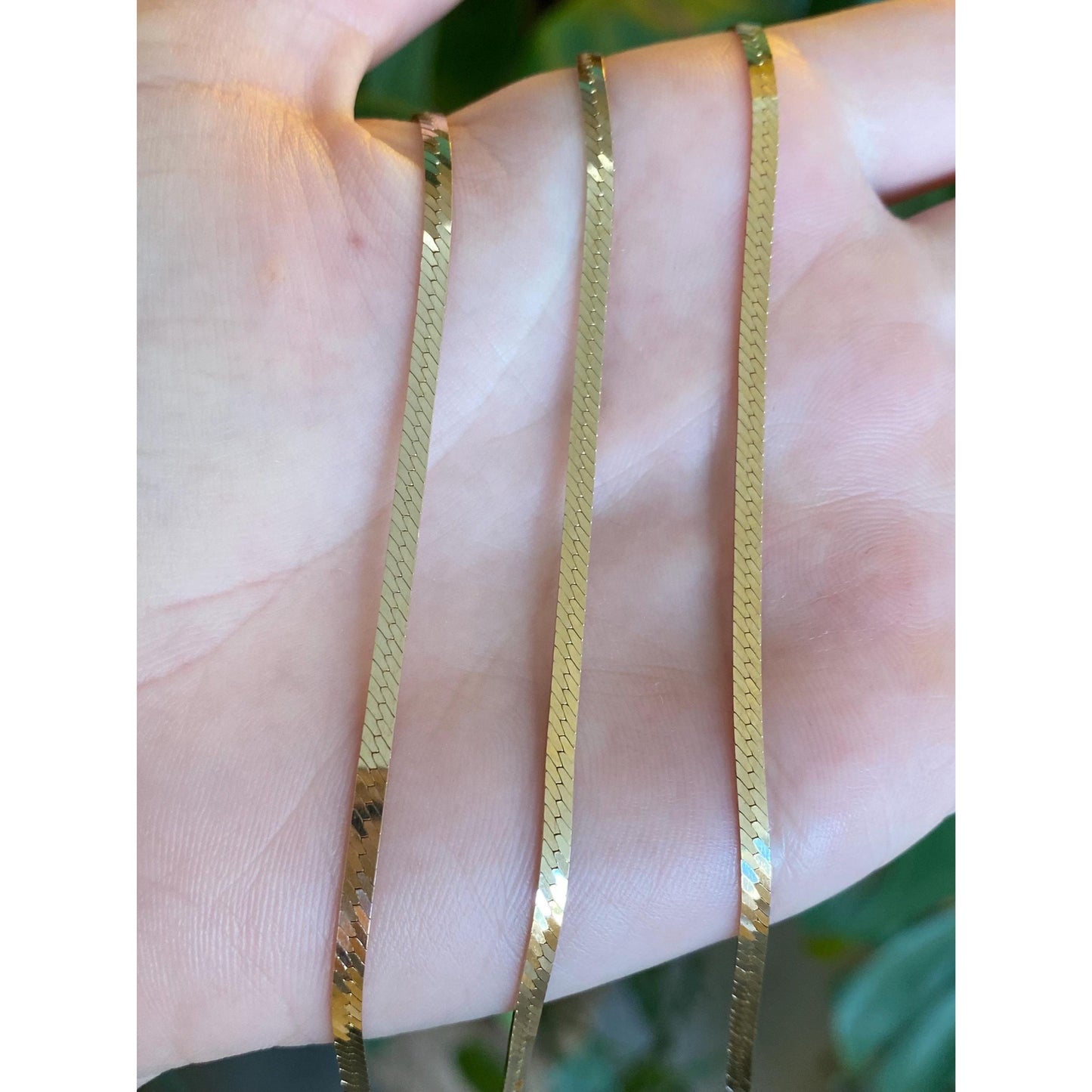Vintage Solid 14k Yellow Gold Herringbone Chain Necklace - 30 inches