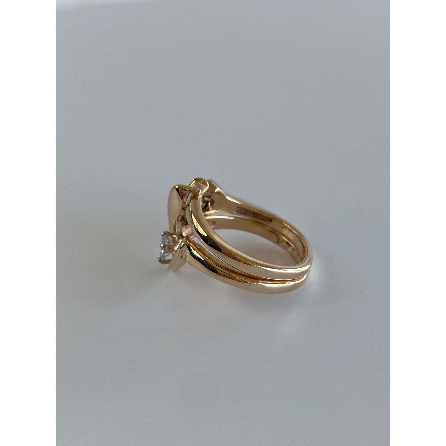 Solid 14k Yellow Gold Diamond Organic Shape Ring - Size 5