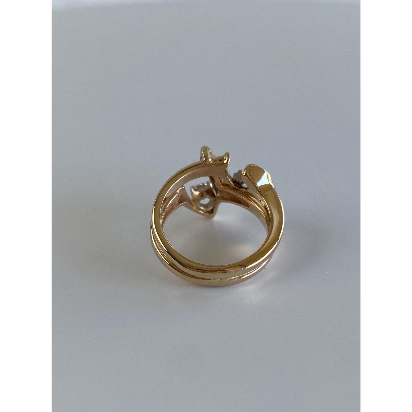 Solid 14k Yellow Gold Diamond Organic Shape Ring - Size 5