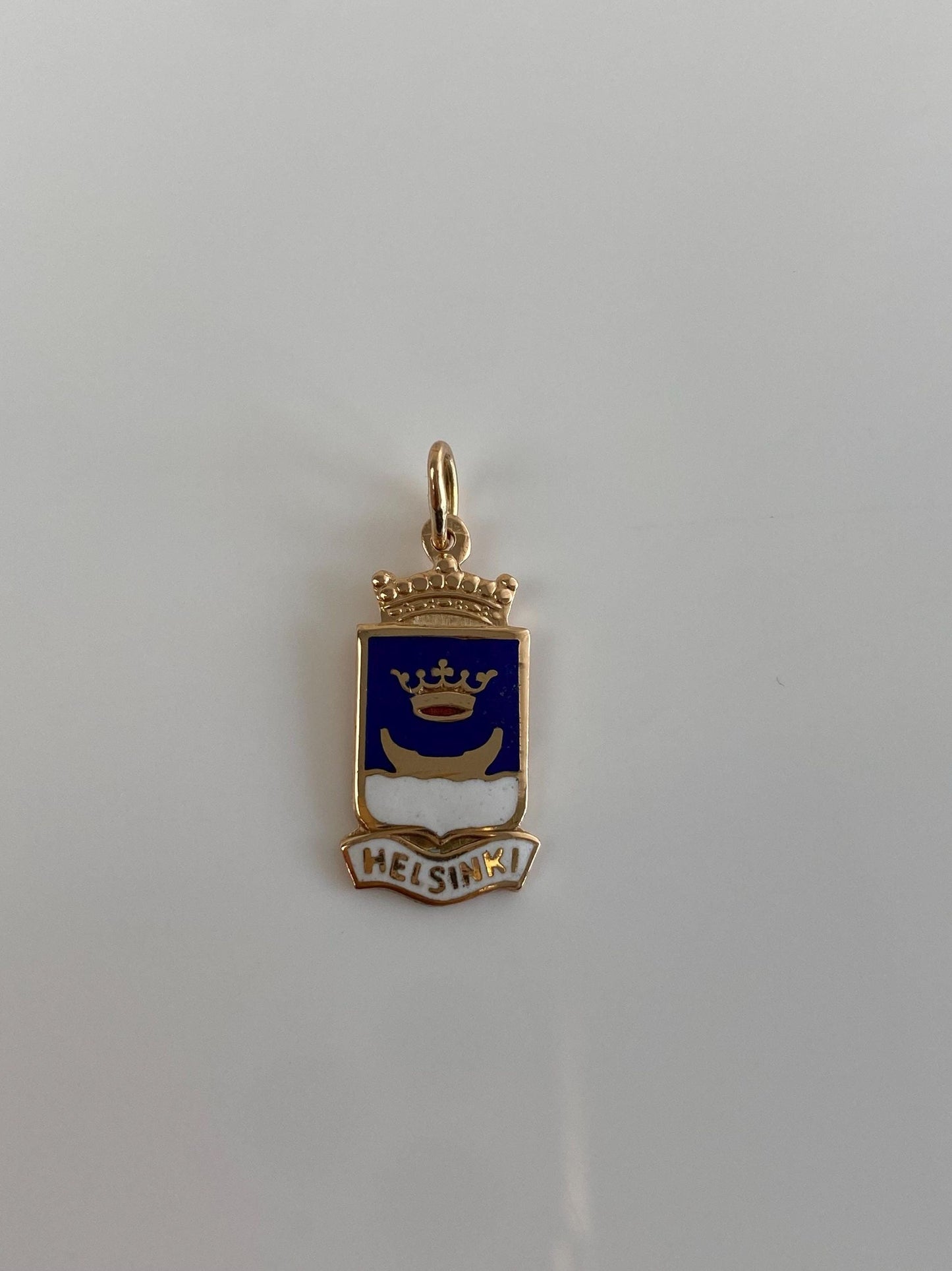 Vintage Solid 14k Yellow Gold Enamel Helsinki Finland Charm