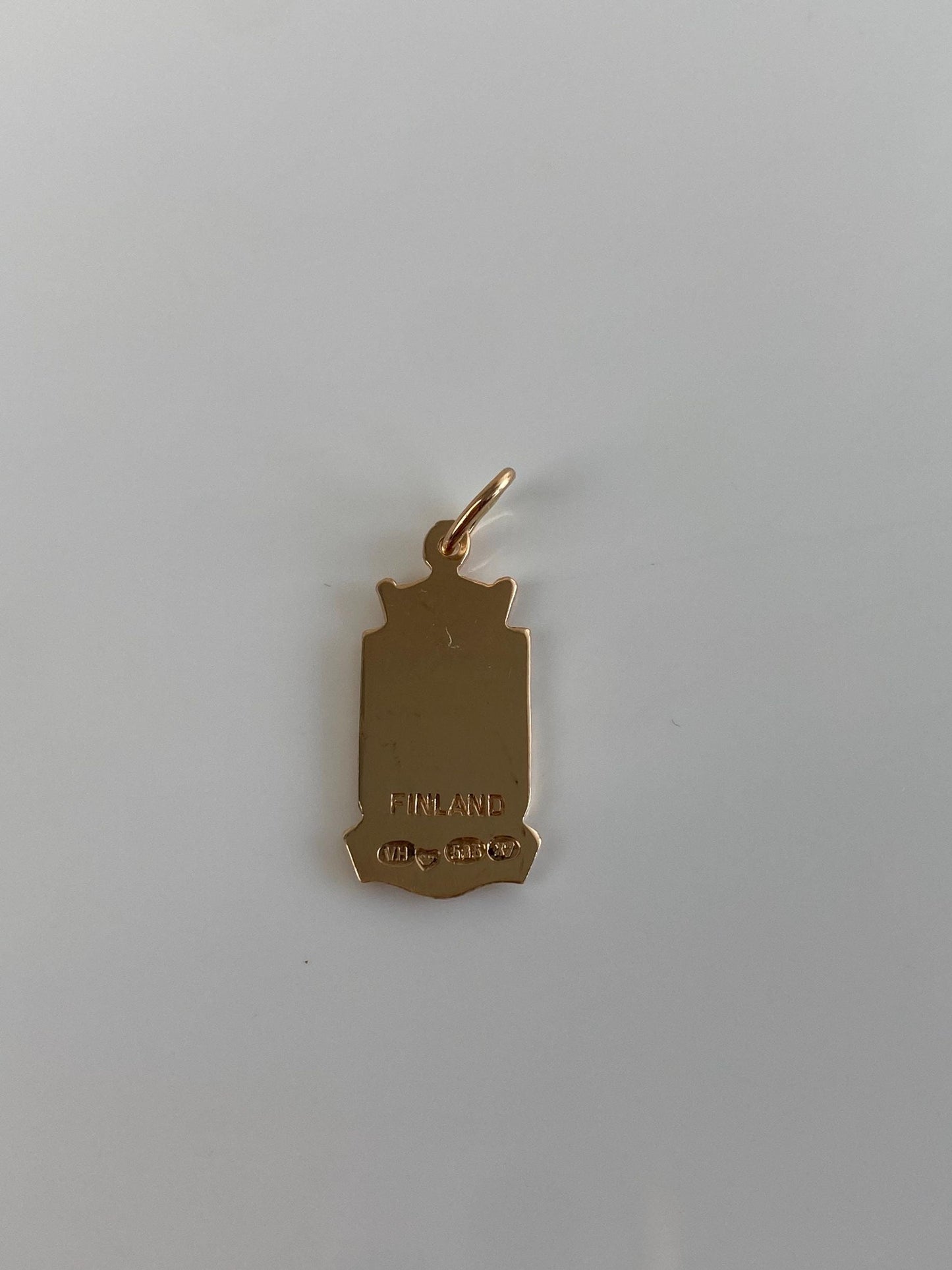 Vintage Solid 14k Yellow Gold Enamel Helsinki Finland Charm