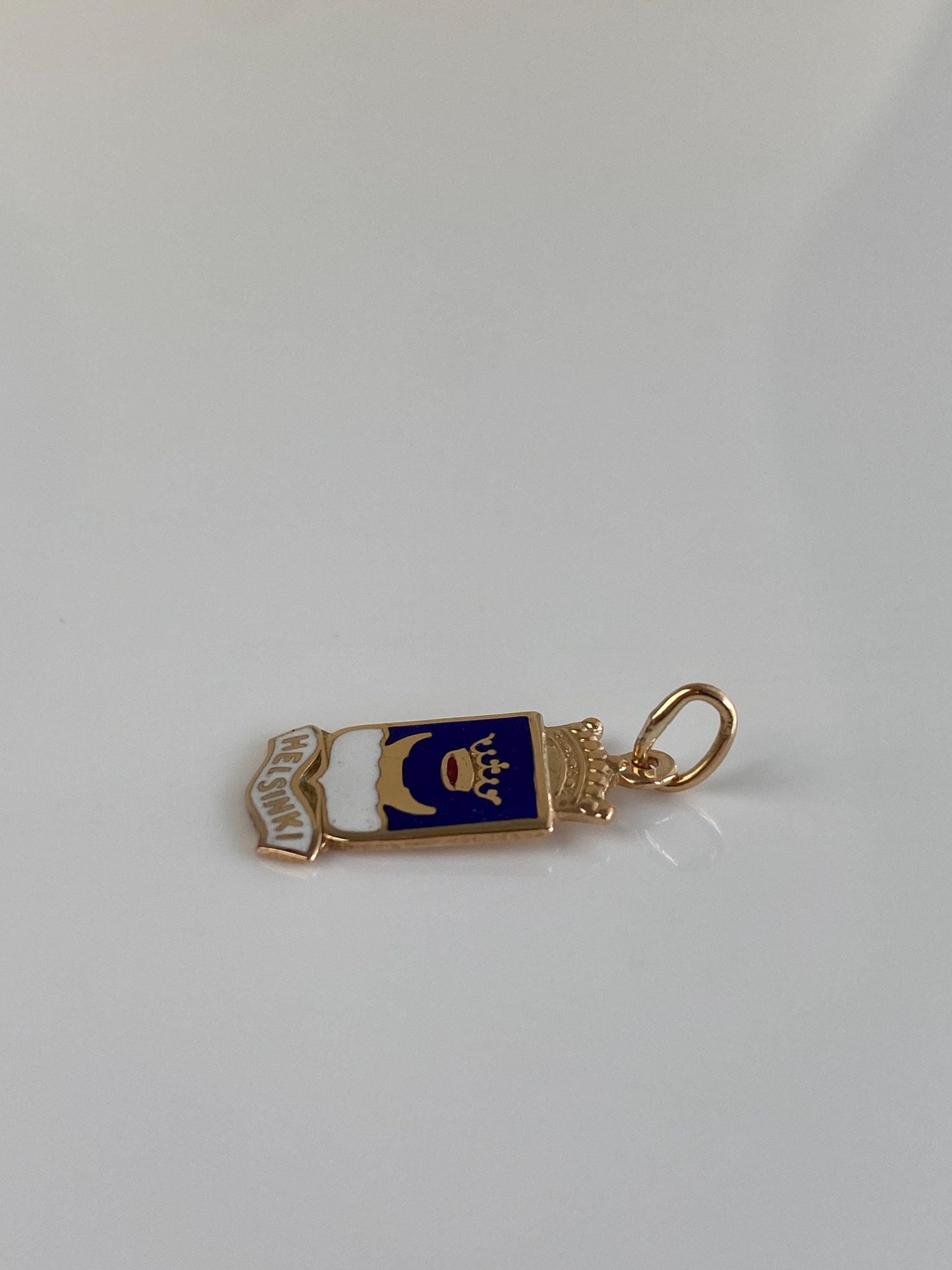 Vintage Solid 14k Yellow Gold Enamel Helsinki Finland Charm