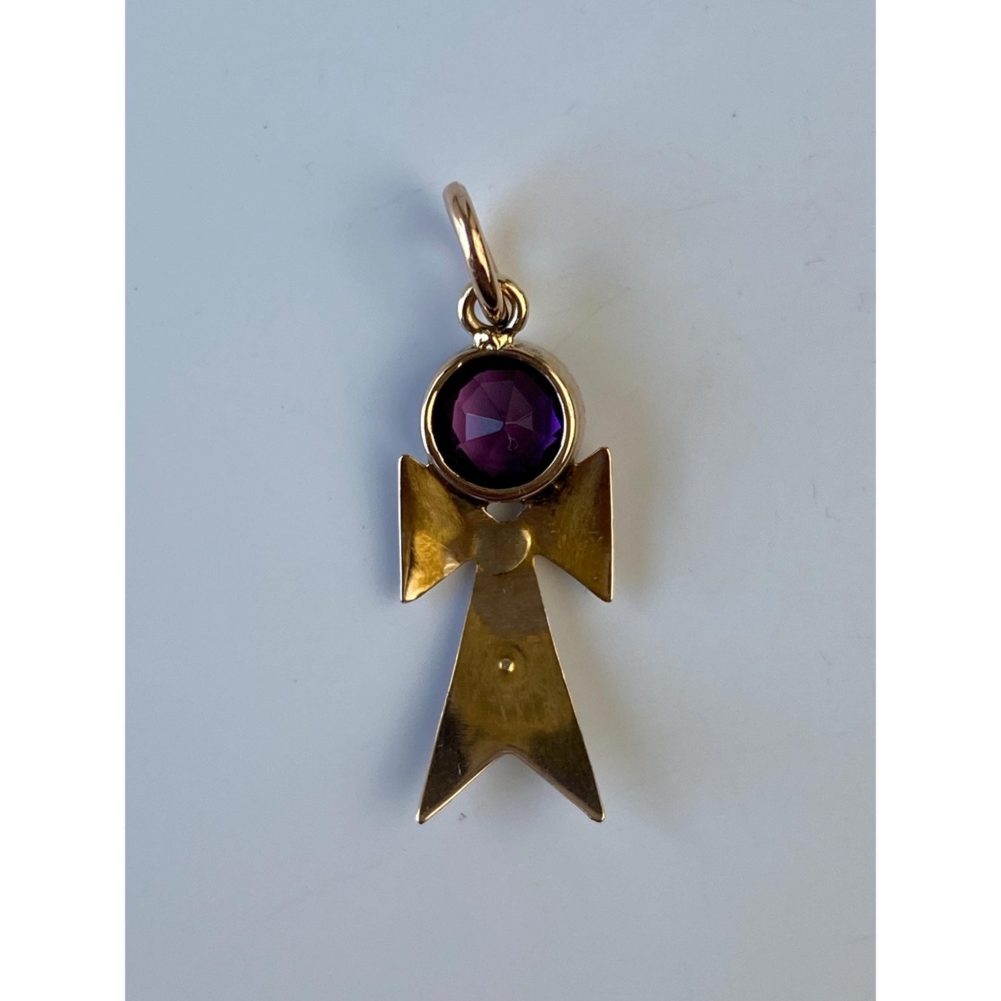 Vintage Solid 10k Yellow Gold Purple Cubic Zirconia Seed Pearl Charm