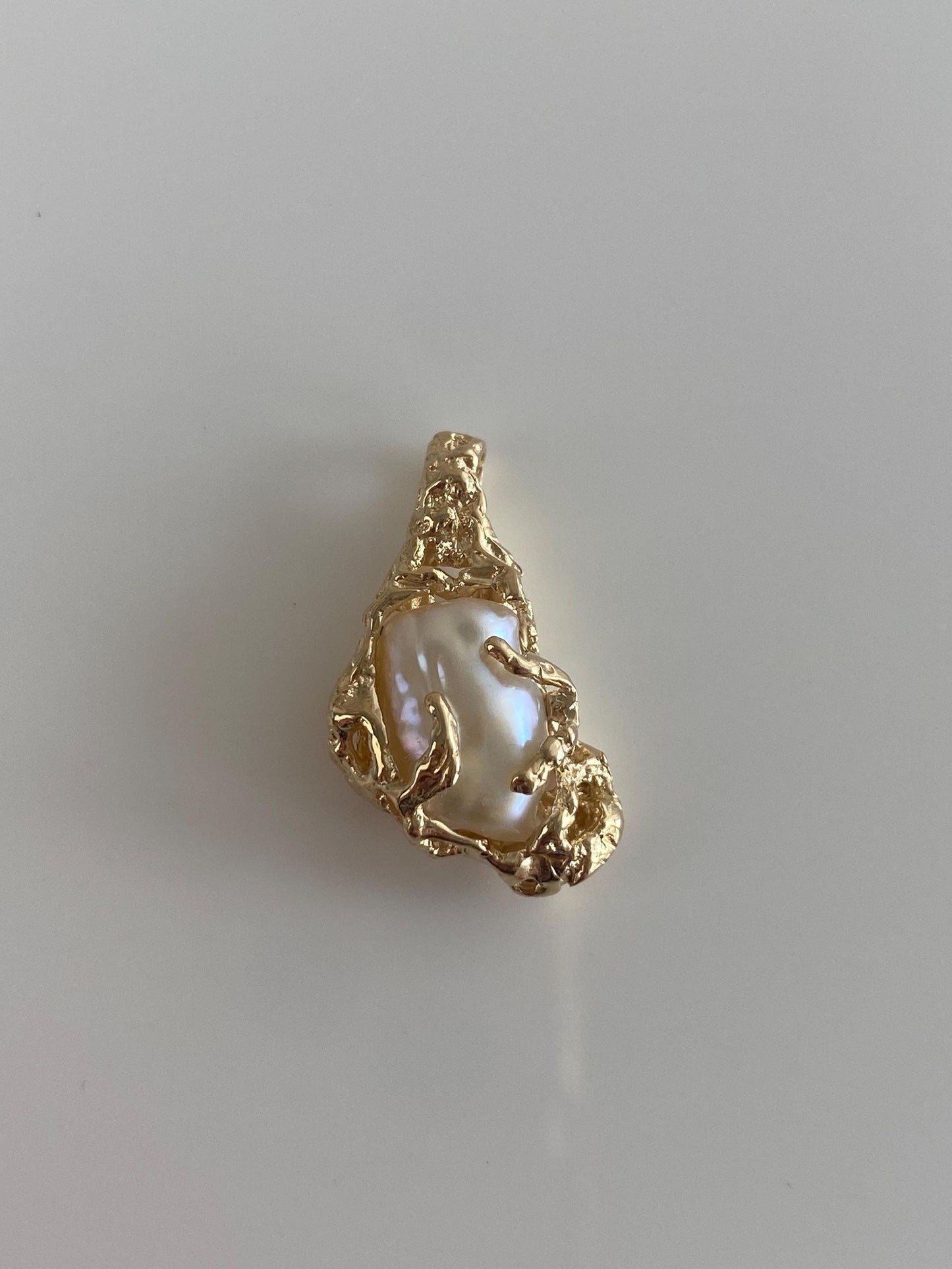 Vintage Solid 14k Yellow Gold Organic Freeform Pearl Charm