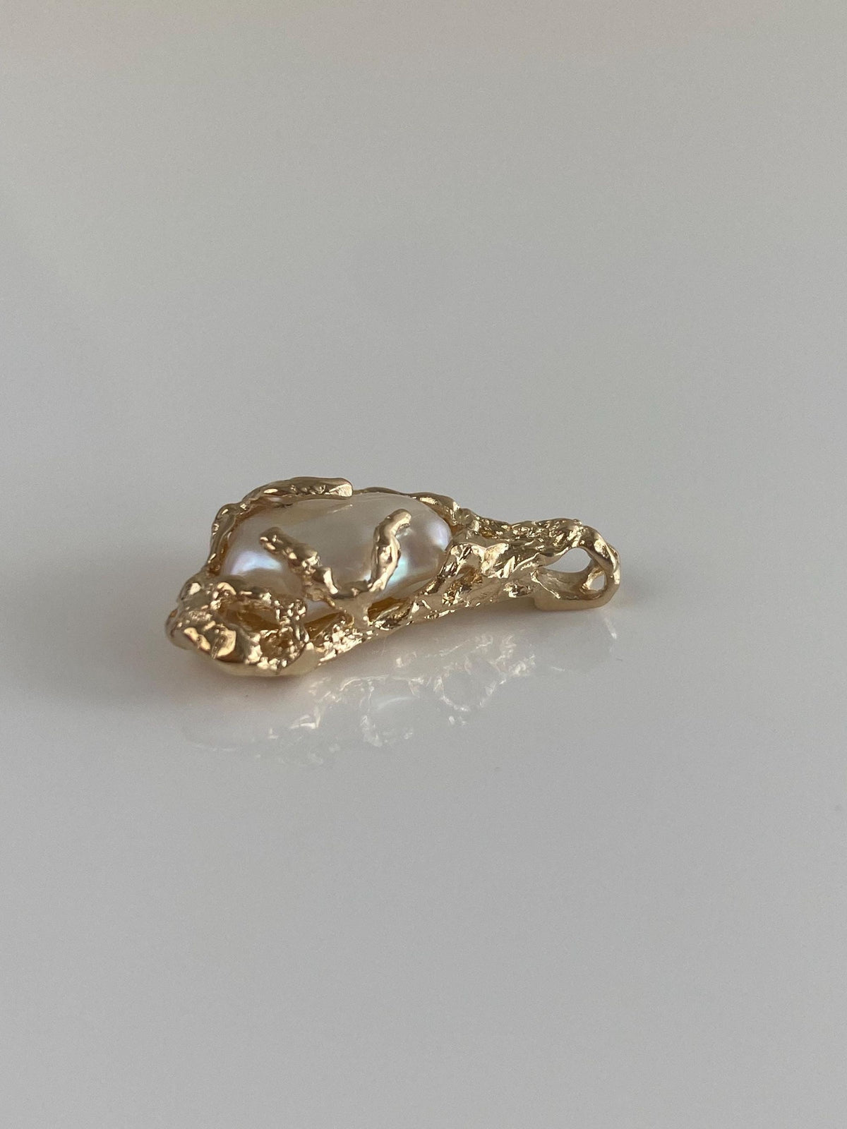 Vintage Solid 14k Yellow Gold Organic Freeform Pearl Charm