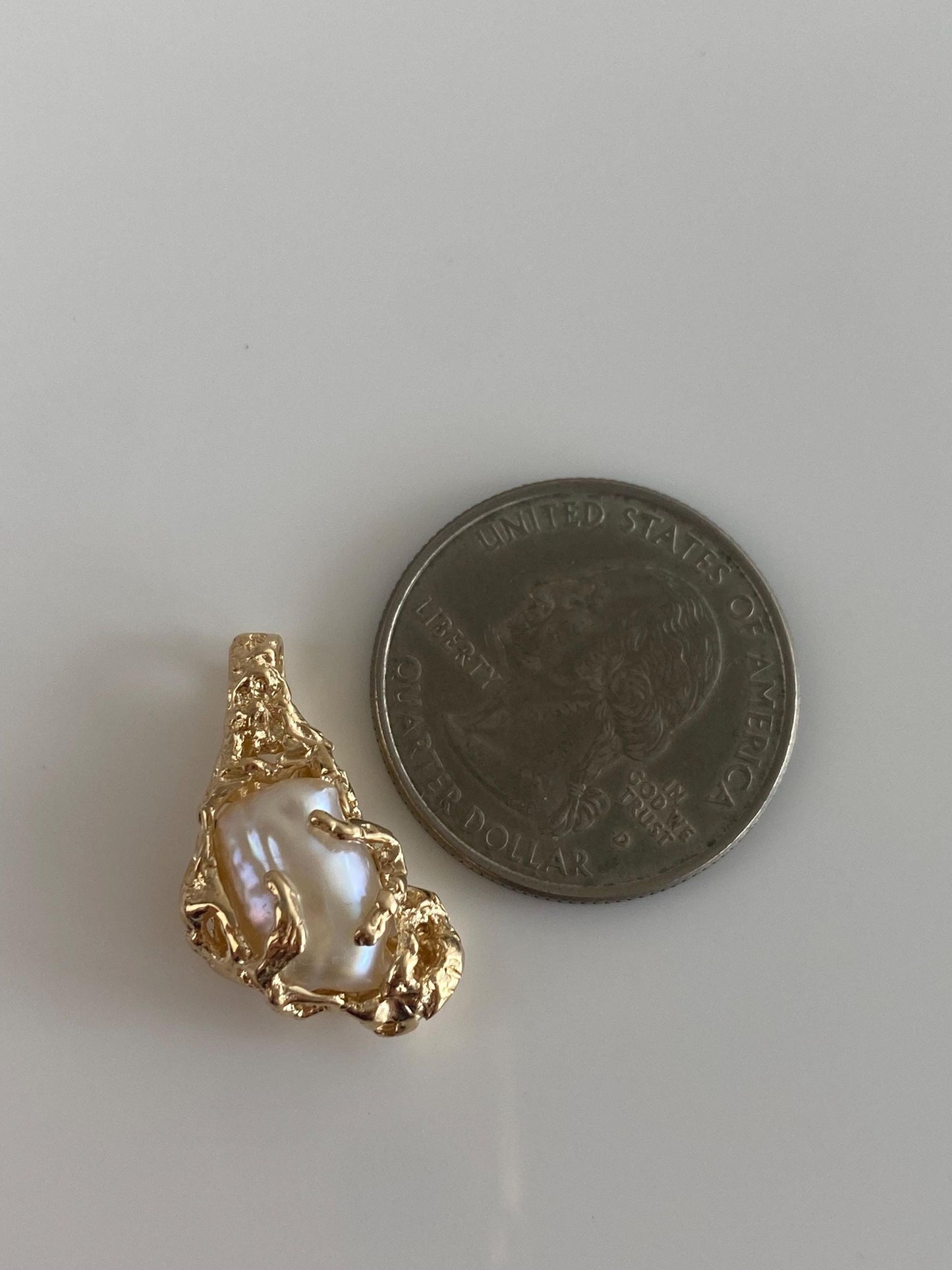 Vintage Solid 14k Yellow Gold Organic Freeform Pearl Charm