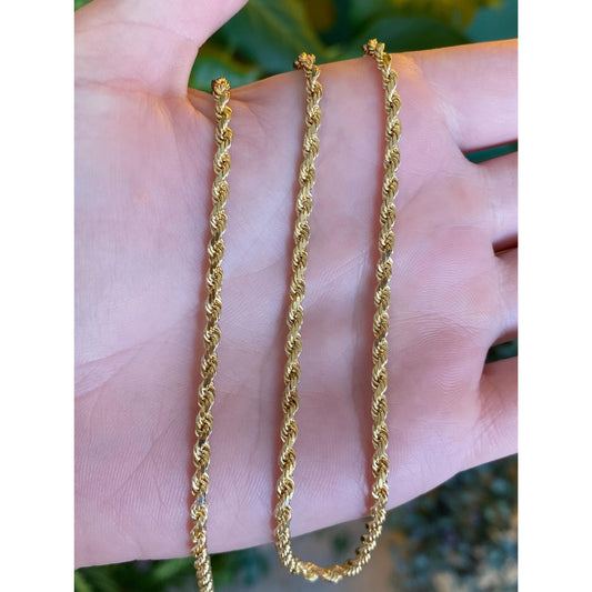 Vintage Solid 14k Yellow Gold Rope Chain Necklace - 18 inches