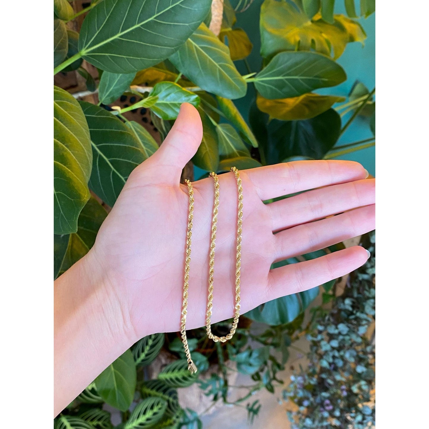 Vintage Solid 14k Yellow Gold Rope Chain Necklace - 18 inches