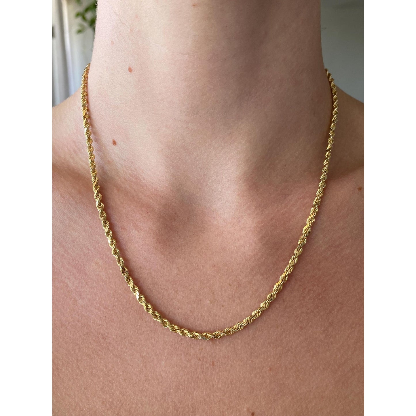 Vintage Solid 14k Yellow Gold Rope Chain Necklace - 18 inches