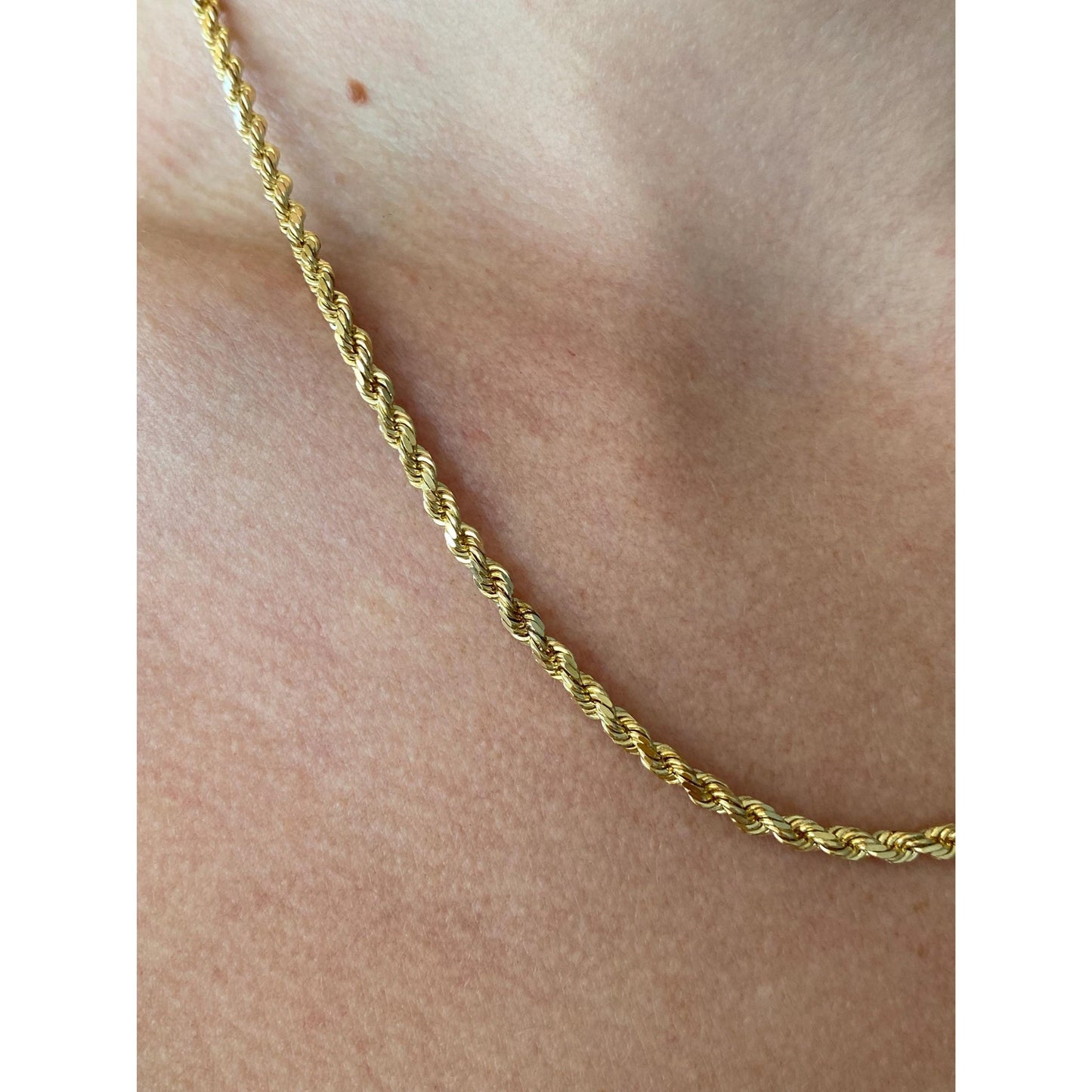Vintage Solid 14k Yellow Gold Rope Chain Necklace - 18 inches