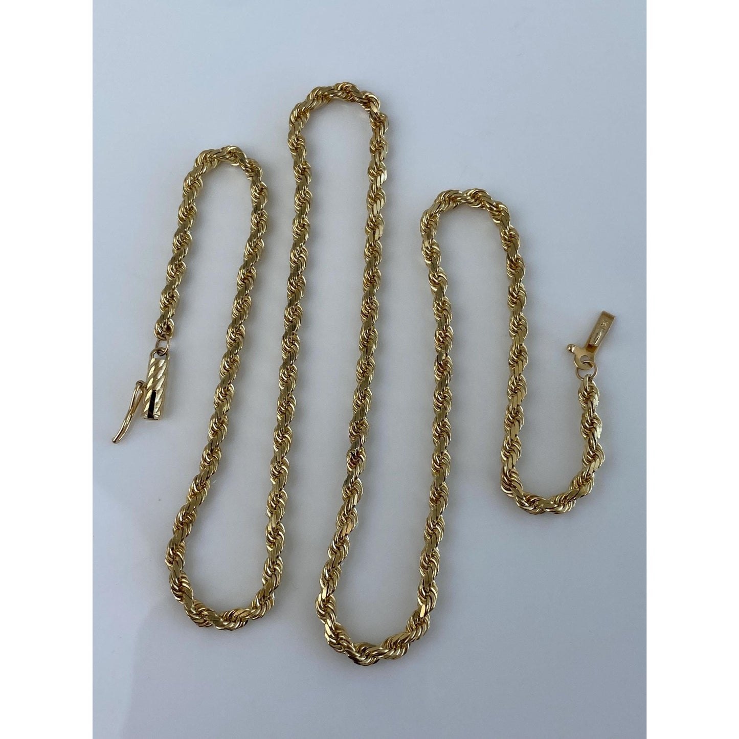 Vintage Solid 14k Yellow Gold Rope Chain Necklace - 18 inches