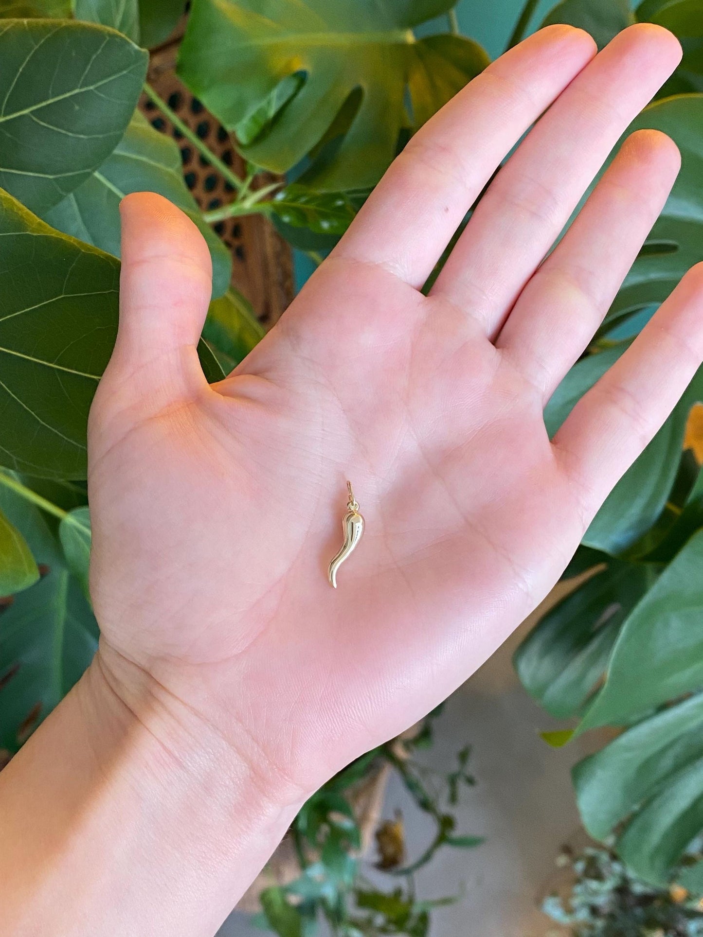 Vintage 14k Yellow Gold Italian Horn Charm