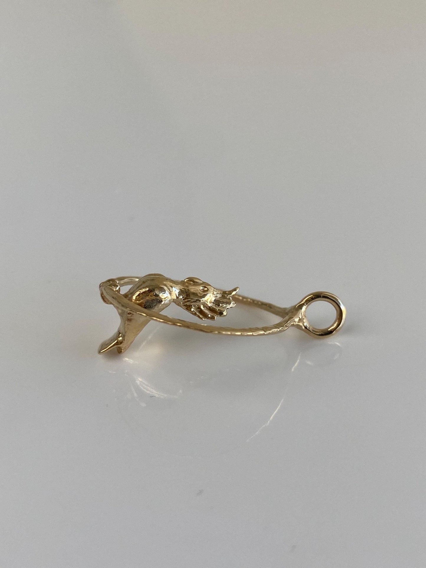 Vintage Solid 14k Yellow Gold Cockatoo Bird Charm