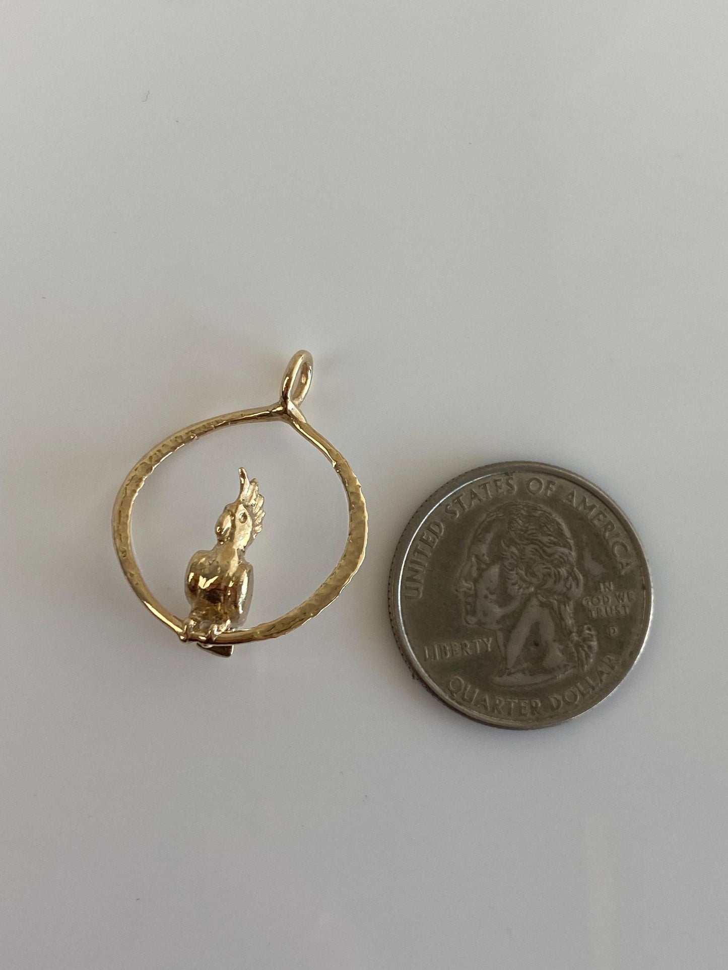 Vintage Solid 14k Yellow Gold Cockatoo Bird Charm