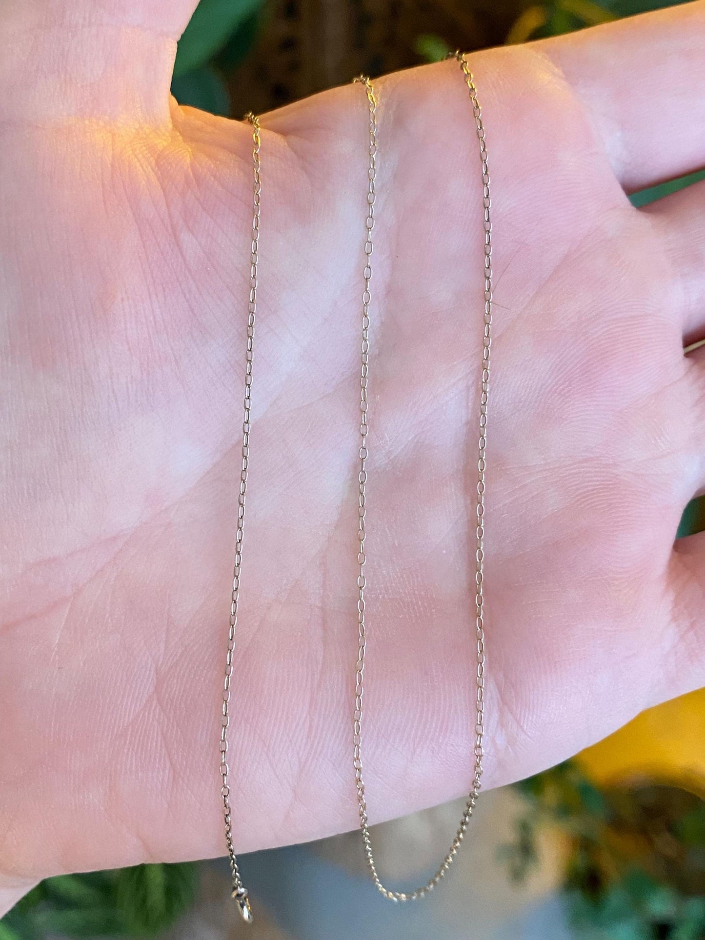 Vintage Solid 14k White Gold Dainty Cable Chain Necklace - 18 inches
