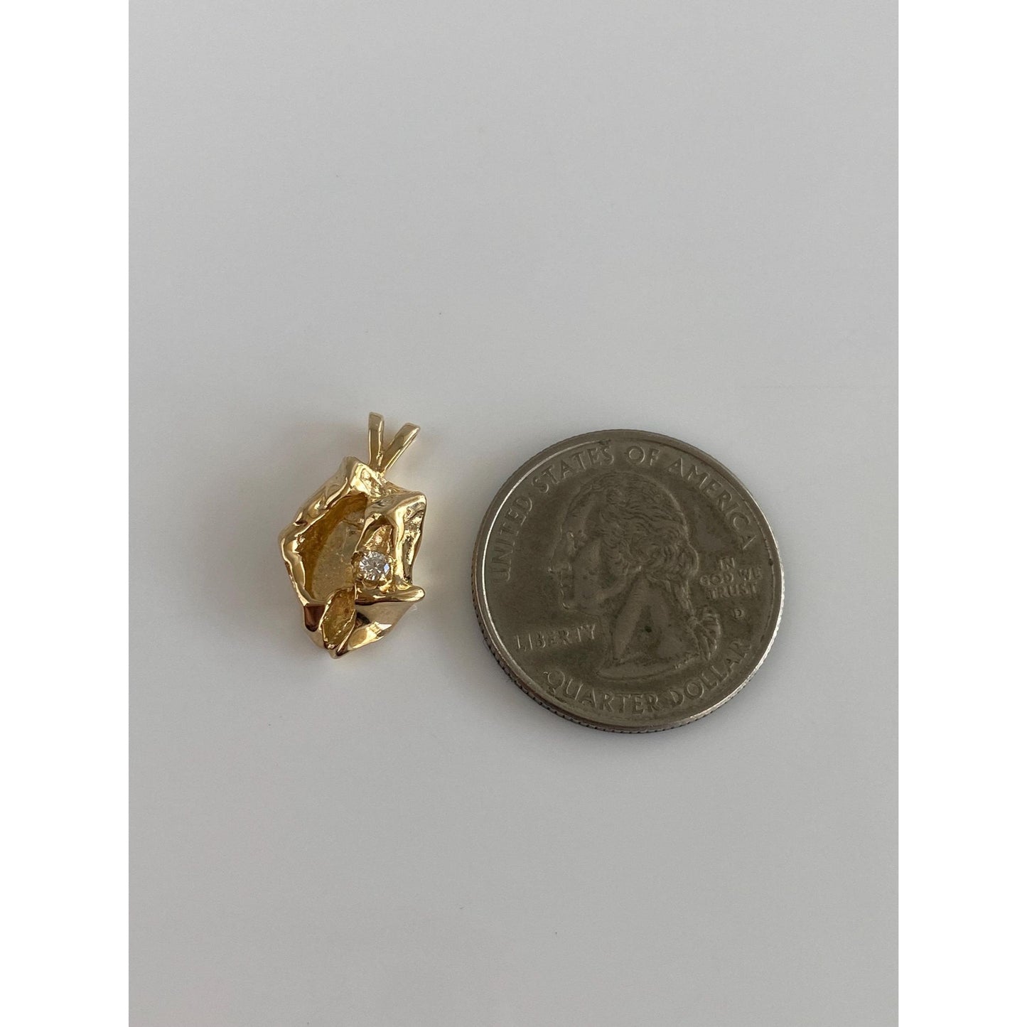 Vintage Solid 14k Yellow Gold Diamond Organic Charm