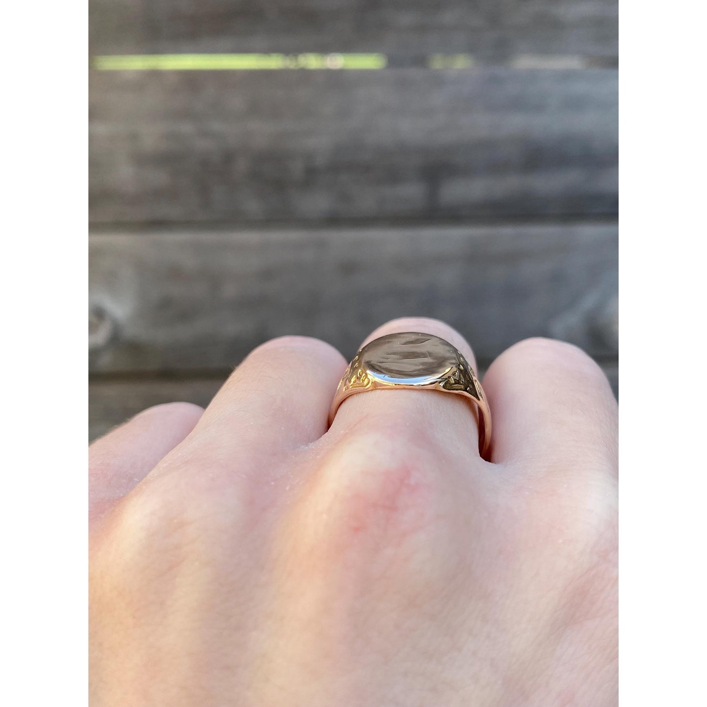 Vintage Solid 10k Yellow Gold Designed Signet Ring - Size 8.5