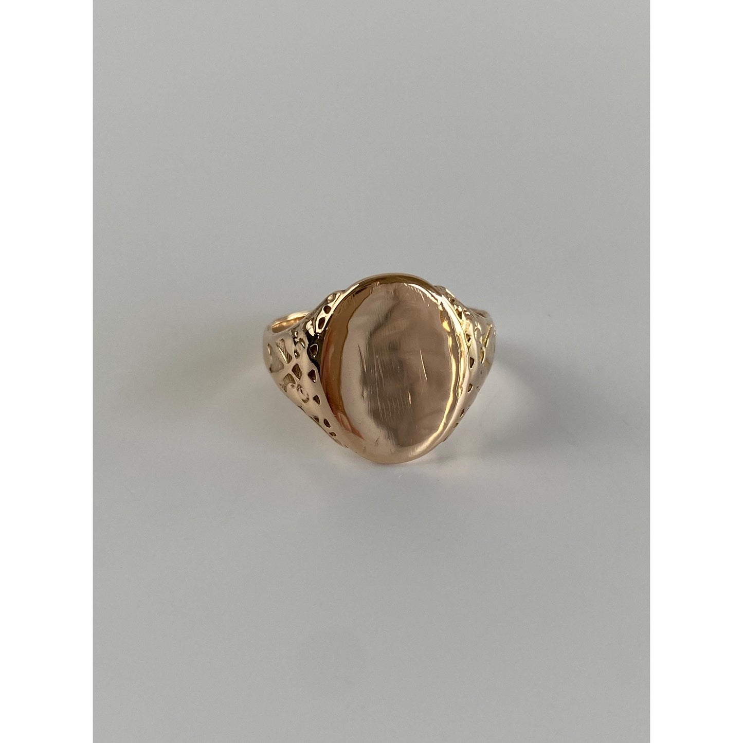 Vintage Solid 10k Yellow Gold Designed Signet Ring - Size 8.5
