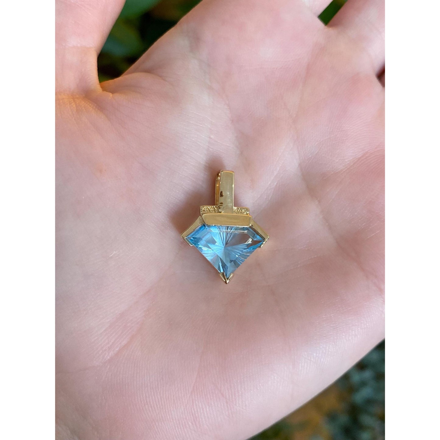 Solid 14k Yellow Gold Topaz Charm