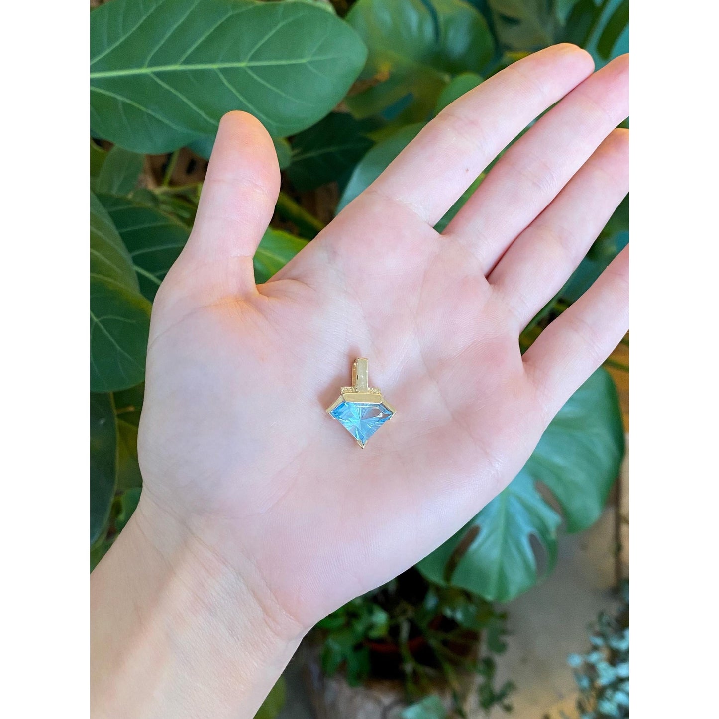 Solid 14k Yellow Gold Topaz Charm