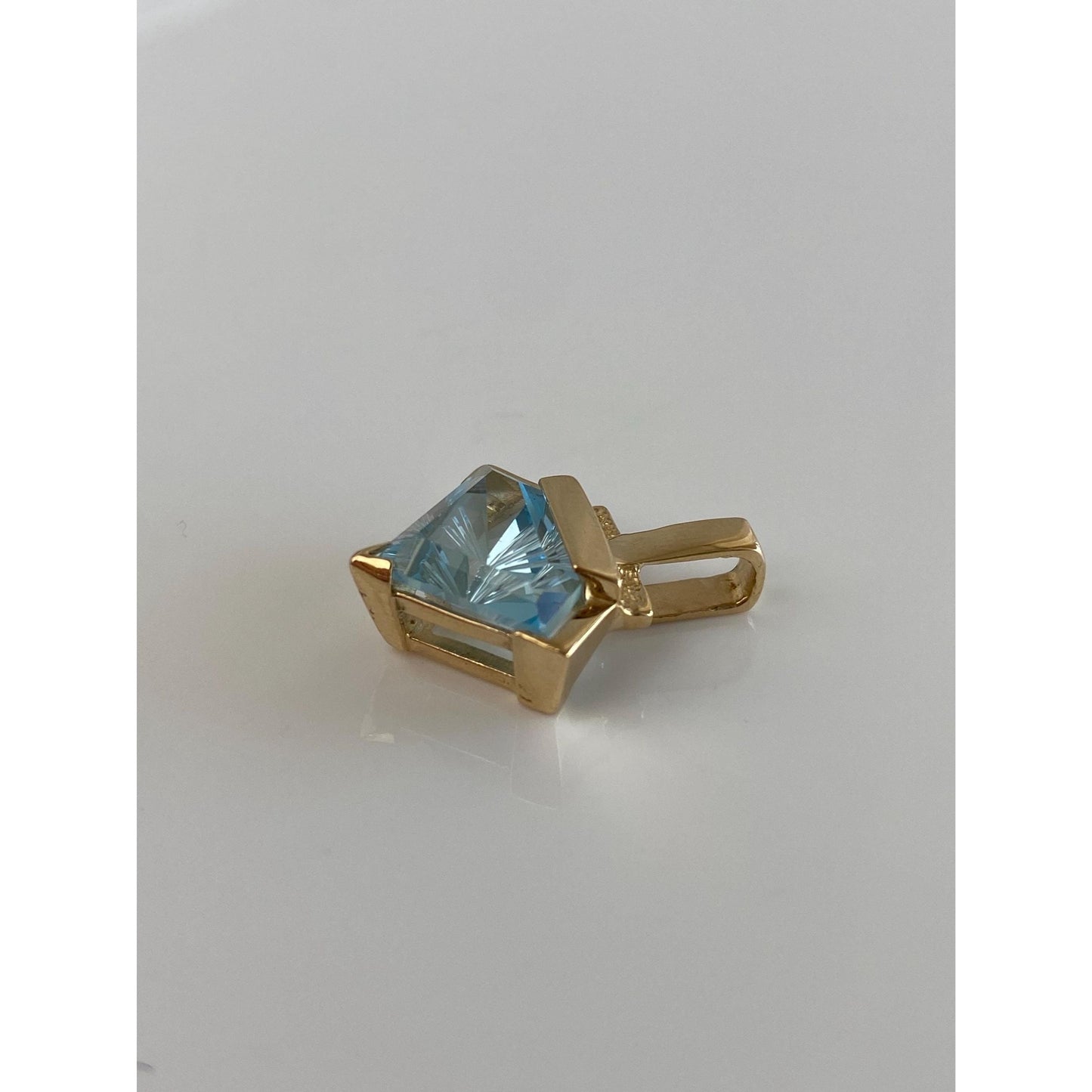 Solid 14k Yellow Gold Topaz Charm