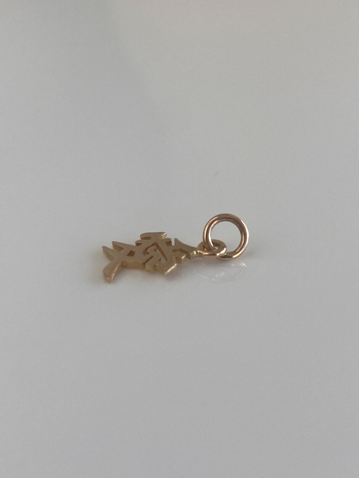 Vintage Solid 14k Yellow Gold Chinese Character Charm