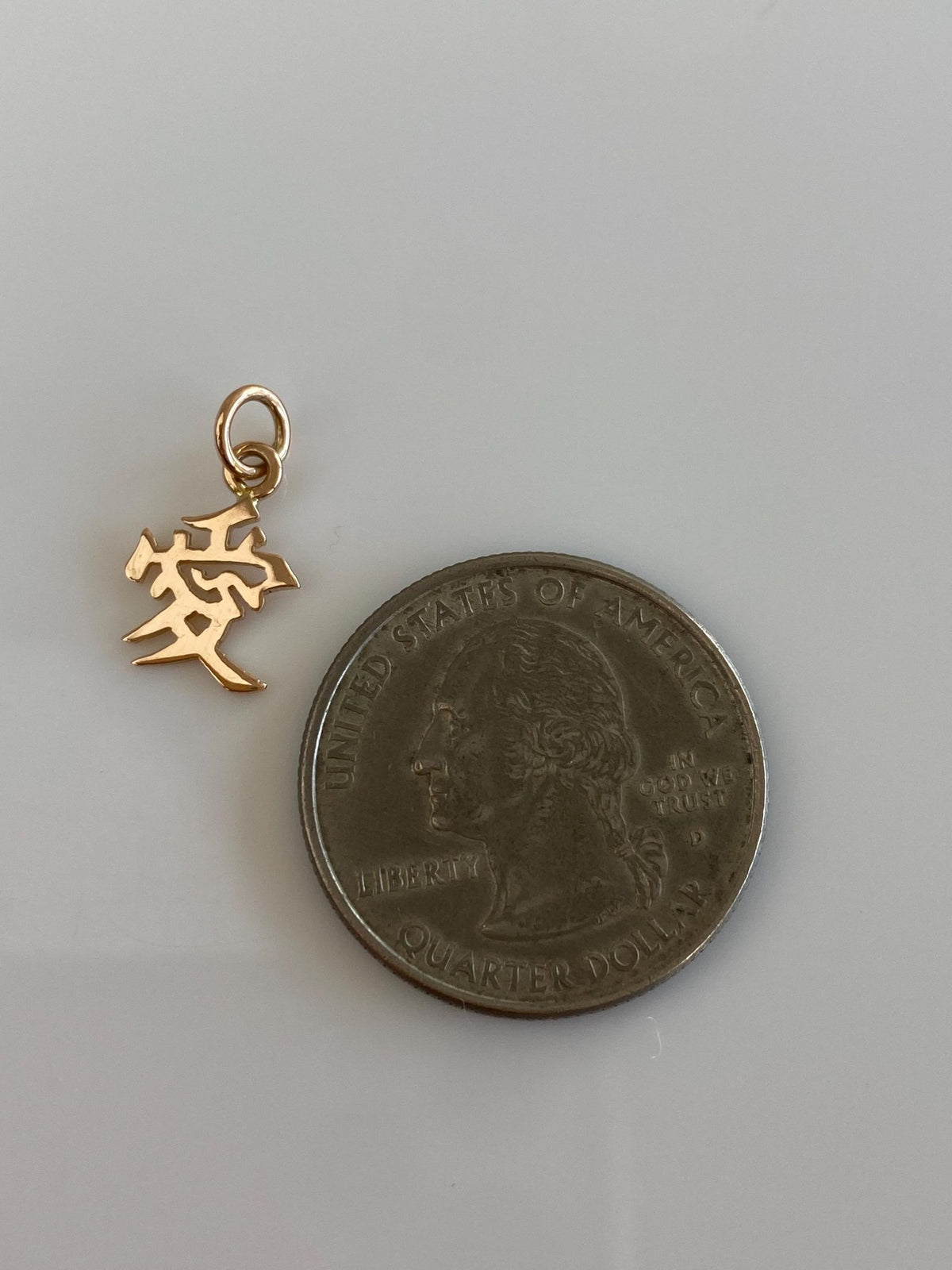 Vintage Solid 14k Yellow Gold Chinese Character Charm