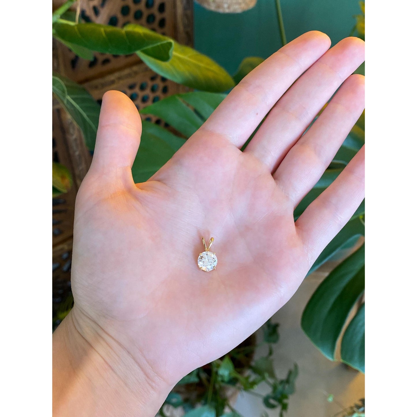 Solid 14k Yellow Gold Cubic Zirconia Charm