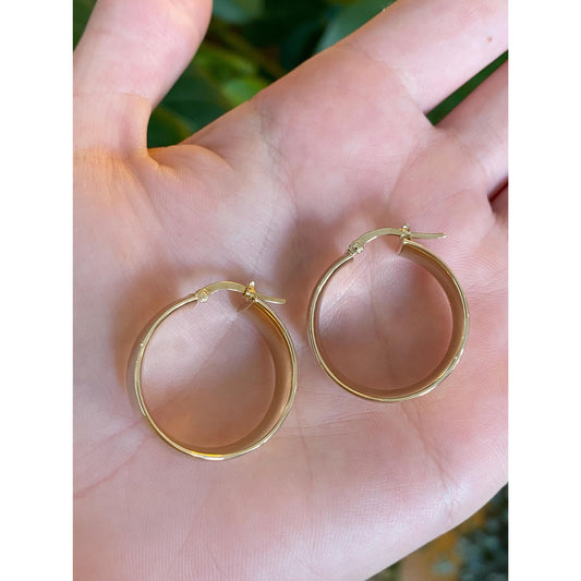 Vintage 14k Yellow Gold Chunky Hoop Earrings