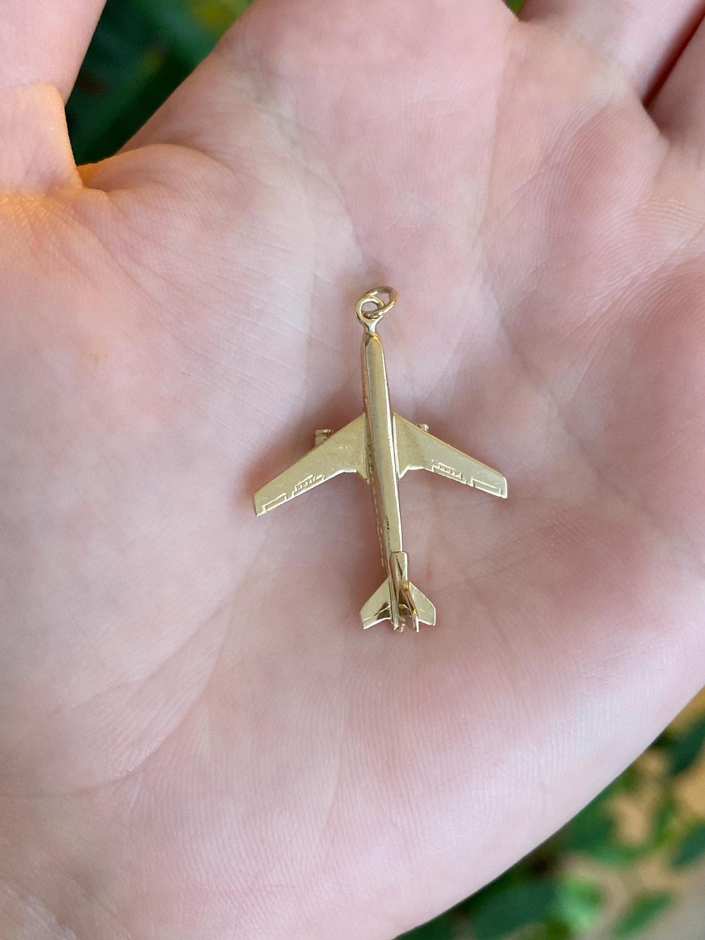 Vintage Solid 14k Yellow Gold Airplane Charm