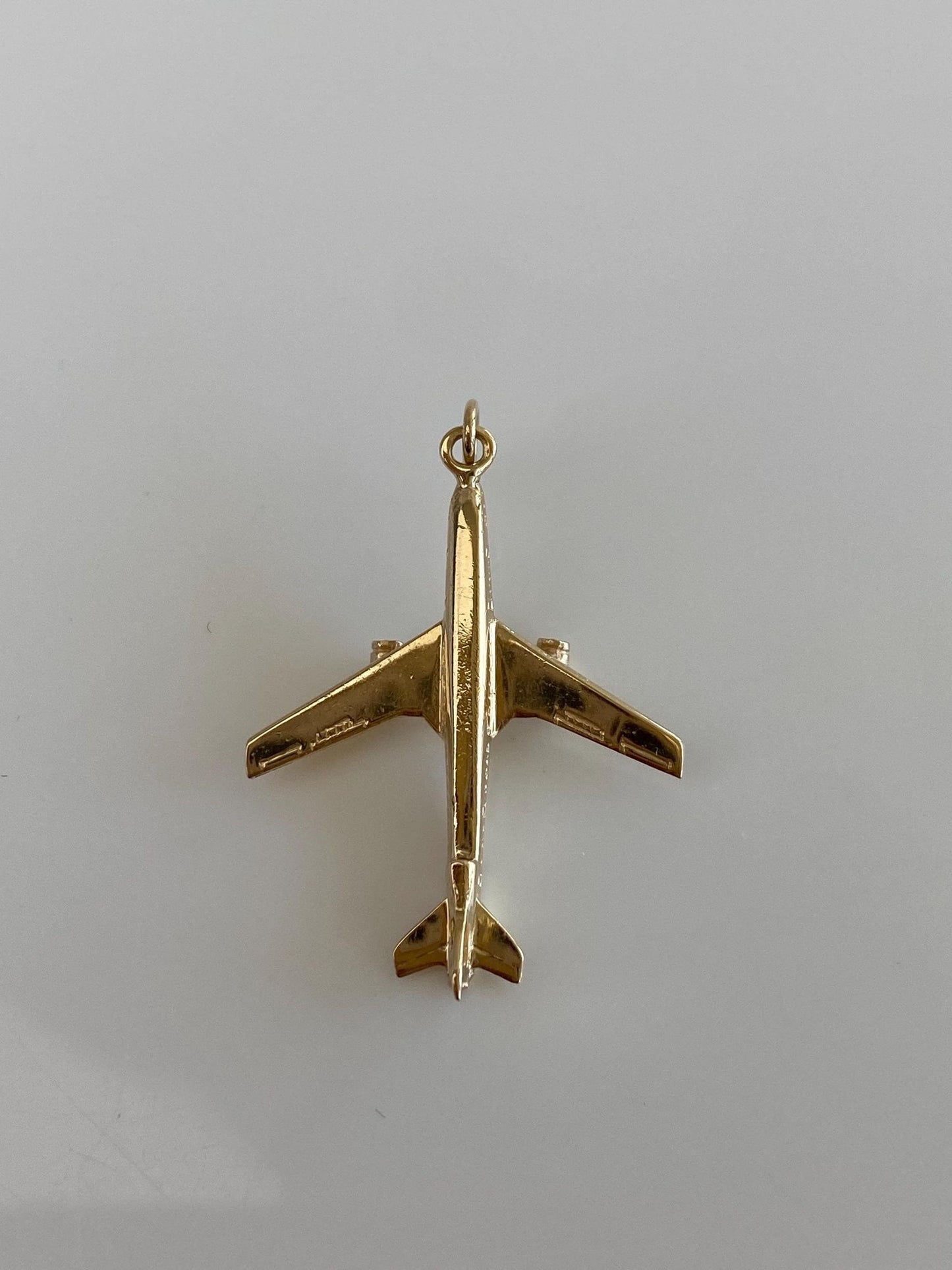 Vintage Solid 14k Yellow Gold Airplane Charm
