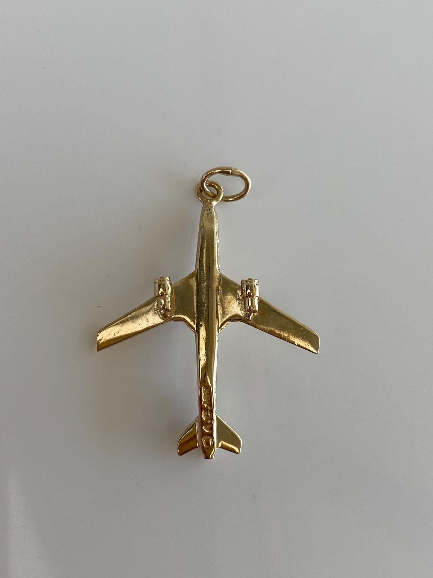 Vintage Solid 14k Yellow Gold Airplane Charm