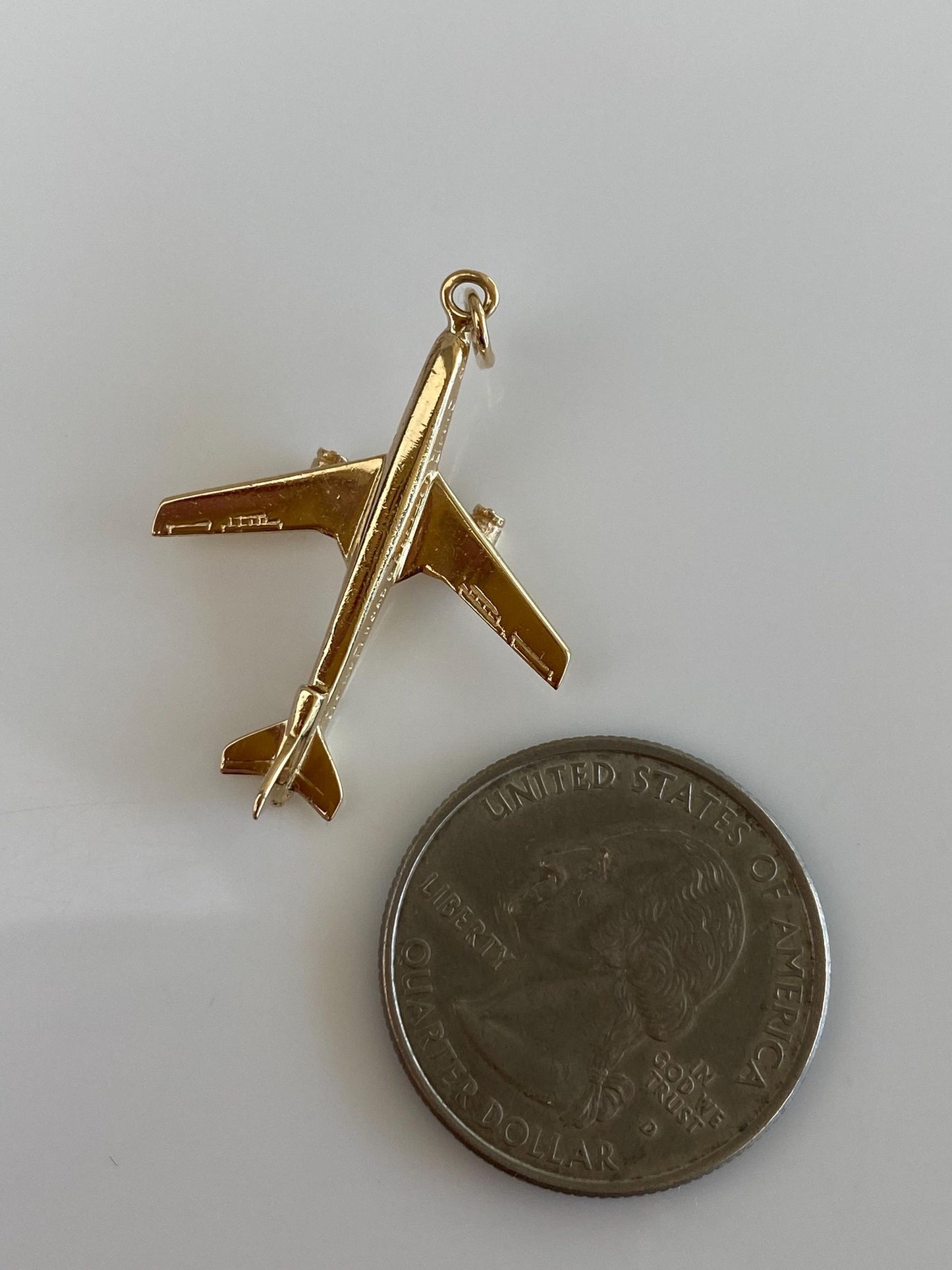 Vintage Solid 14k Yellow Gold Airplane Charm